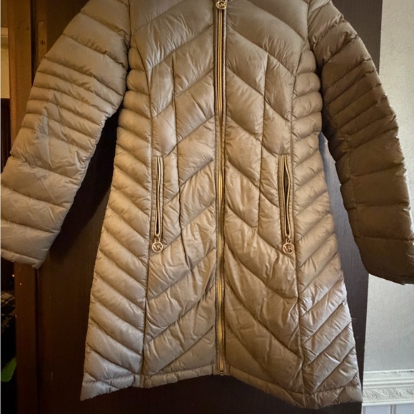Michael Kors Jacket Womens Gray Packable Down Fill Puffer Coat Hoodie Quilted - Picture 10 of 11